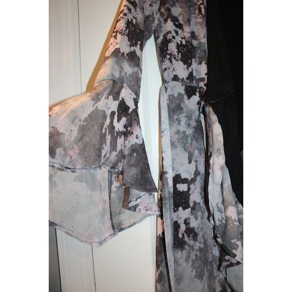 Bar III Floral Abstract Belted Ruffle Design 3/4 Sleeve Women's Dress Size Small - Picture 7 of 14